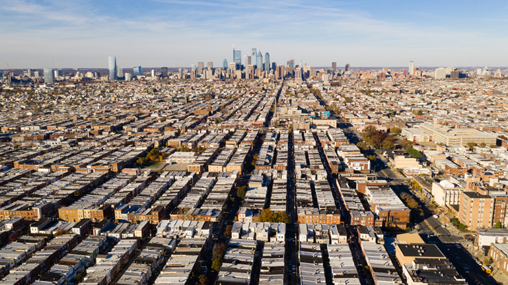View of row houses in South Philadelphia.