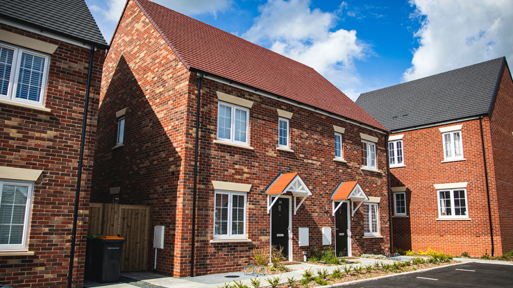 Semi-detached brick home in England.