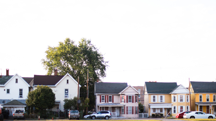 Small homes on residential street.