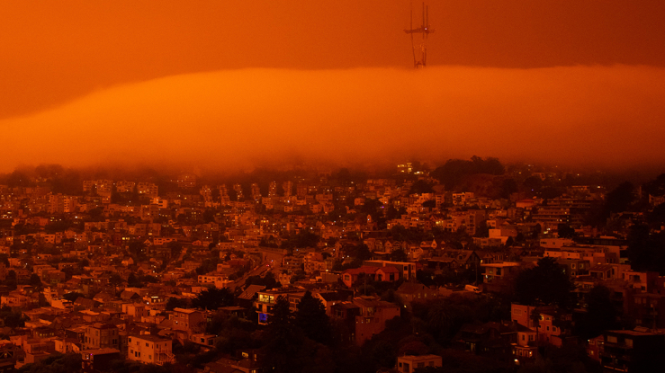 View of wildvire smoke over San Francisco.