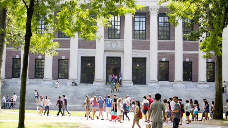 View of Widener Library on Harvard campus.