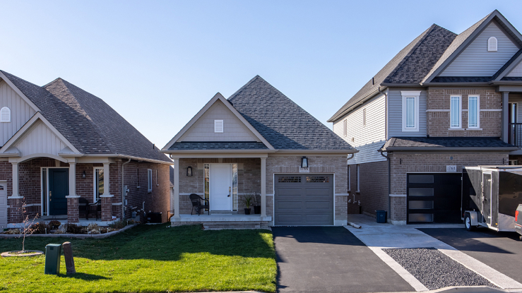 Small single-family houses on a residential street.