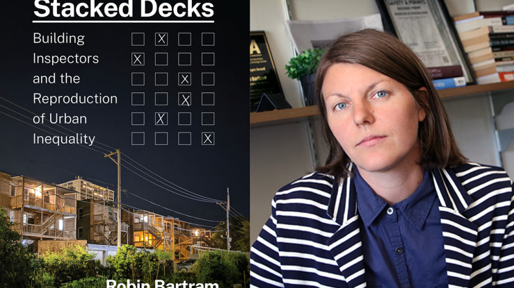 Author headshot of Robin Bartram and cover of her book "Stacked Decks."