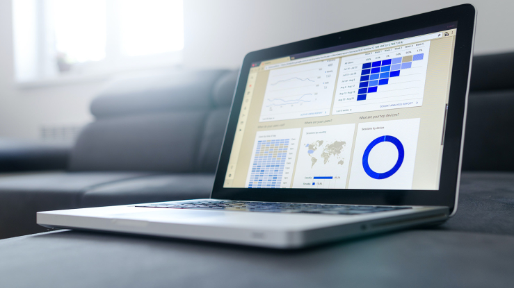 Data on a laptop screen