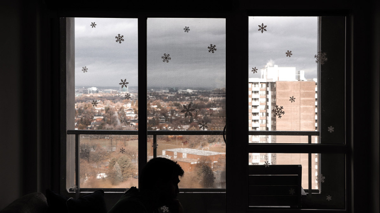 View out an apartment window.