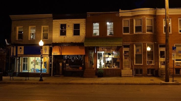 Neighborhood street at night