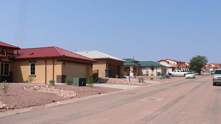 Street of one-story homes
