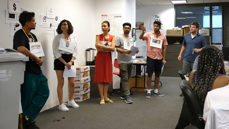 Group of organizers doing exercise.