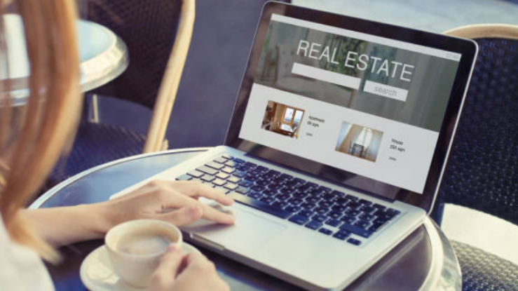Person searching for online real estate.