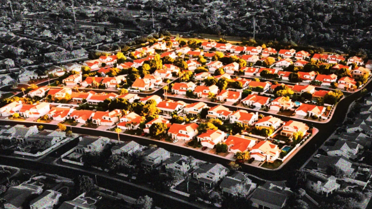 Graphic showing section of surburban neighborhood highlighted.