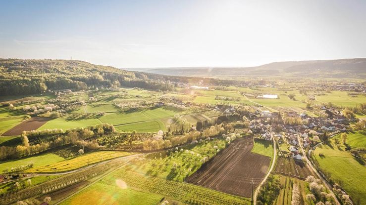 Aerial view of a rural area