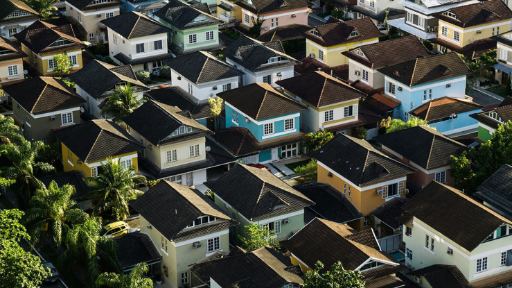 Aerial view of colorful houses