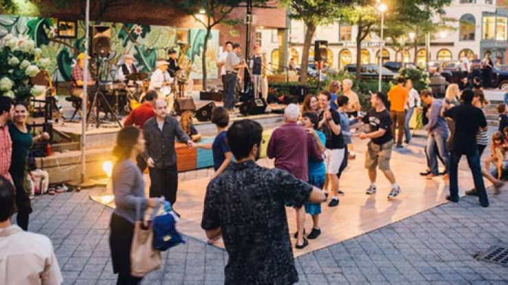 Outdoor neighborhood party