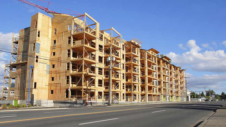 Multifamily housing under construction.