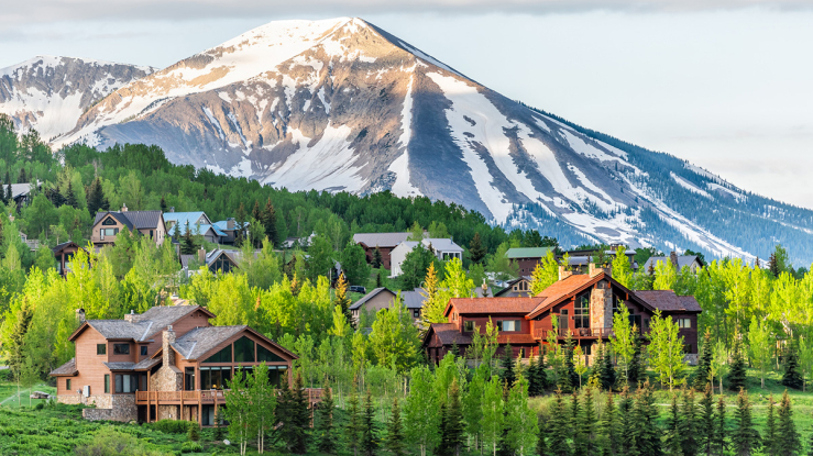 Homes in a mountain town.