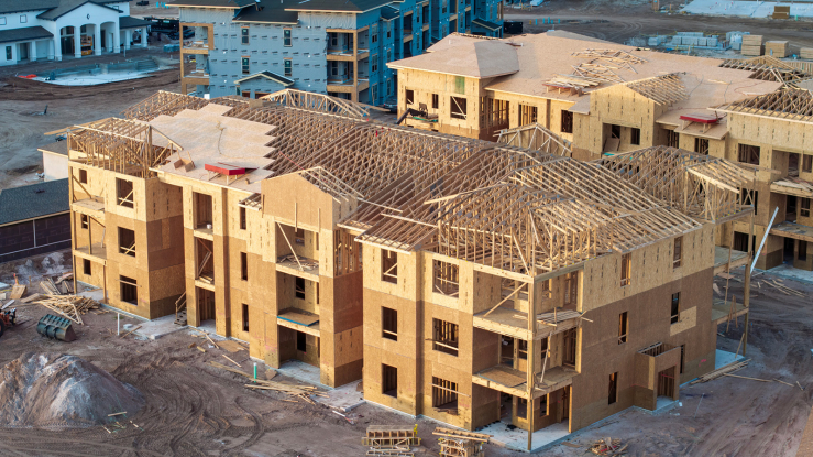Multifamily housing under construction.