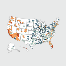 Small map linking to interactive showing price-to-income ratio by metro.