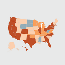 Thumbnail of map linking to interactive showing homelessness by state.