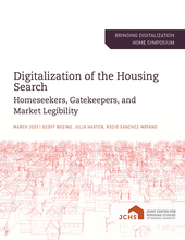 Cover of the paper "Digitalization of the Housing Search: Homeseekers, Gatekeepers, and Market Legibility."