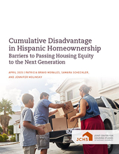 Cover of paper showing a Hispanic family moving into a home.