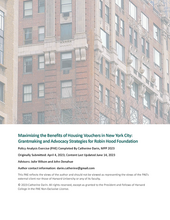 Cover of the paper "Maximizing the Benefits of Housing Vouchers in New York City: Grantmaking and Advocacy Strategies for Robin Hood Foundation."