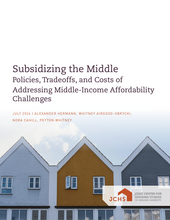 Cover of the paper "Subsidizing the Middle: Policies, Tradeoffs, and Costs of  Addressing Middle-Income Affordability Challenges."