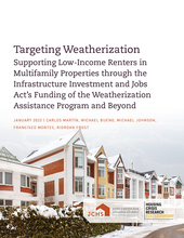 Cover of the paper "Targeting Weatherization: Supporting Low-Income Renters in Multifamily Properties through the Infrastructure Investment and Jobs Act’s Funding of the Weatherization Assistance Program and Beyond".