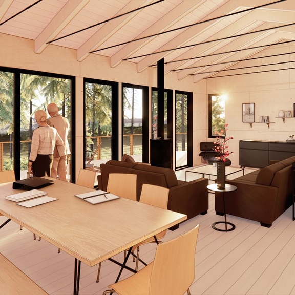 Older couple in their modern and spacious home.