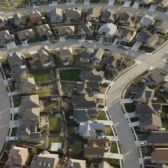 View of suburban single-family home neighborhood.
