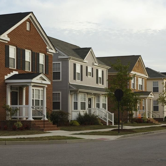Single-family houses along a residential street.