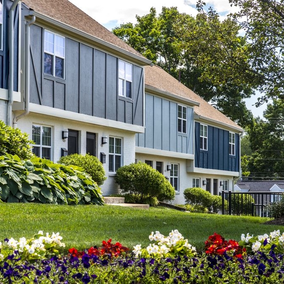 Row of town homes and front lawn