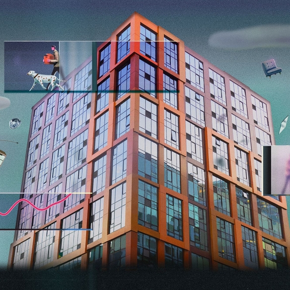 Graphic of a large multifamily apartment building.