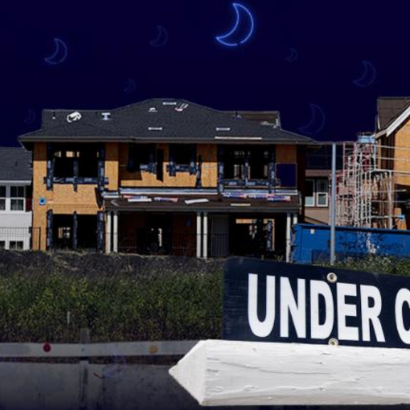 Houses with under construction sign.