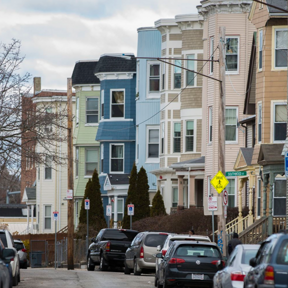 View of a residential street.