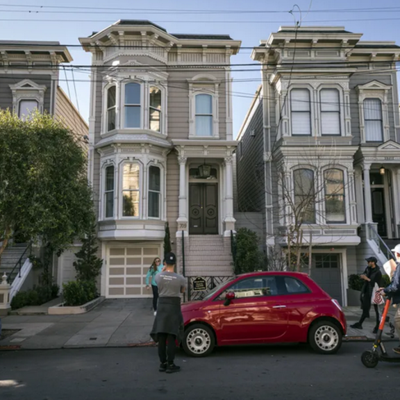 View of ornate townhouses.
