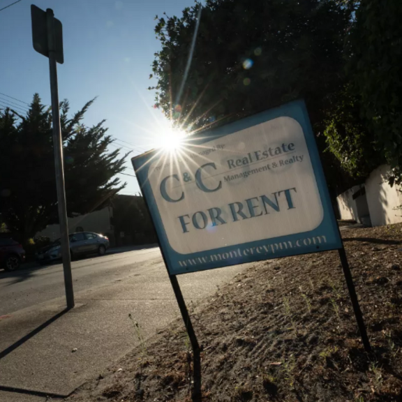 View of for-rent sign.