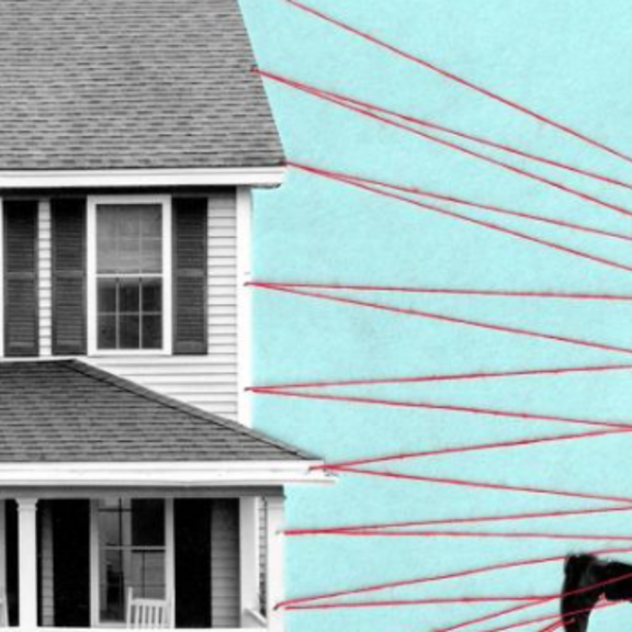 Illustration of a person tied to a house