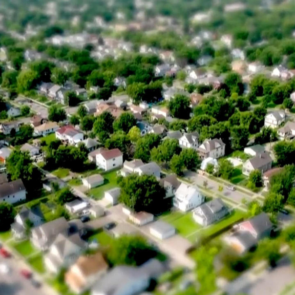 Aerial view of Minneapolis neighborhood.