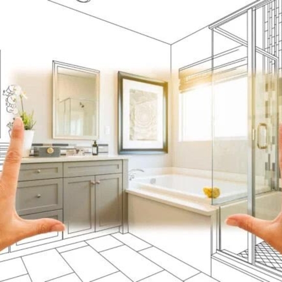 Bathroom renovation rendering