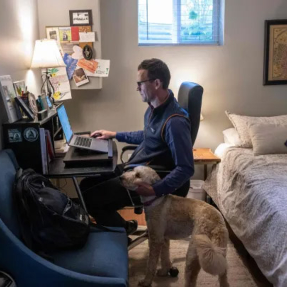 Man working at home.