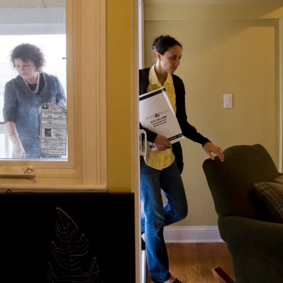 Potential buyers at an open house.