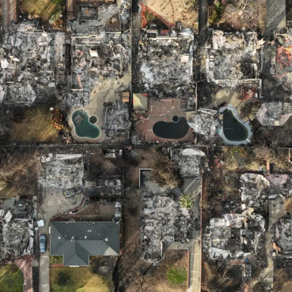 Homes destroyed by wildfires.
