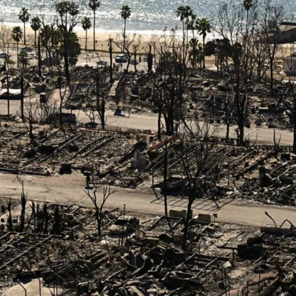Remains of burned homes in Los Angeles.