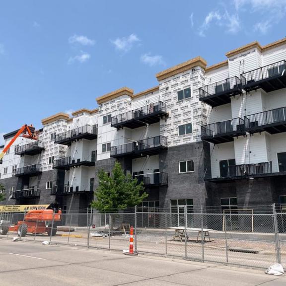 Apartment building under construction.