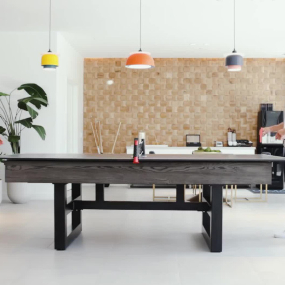 Two people playing ping pong.