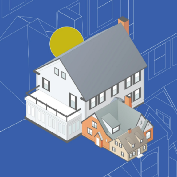 Illustration of a small home next to a large one