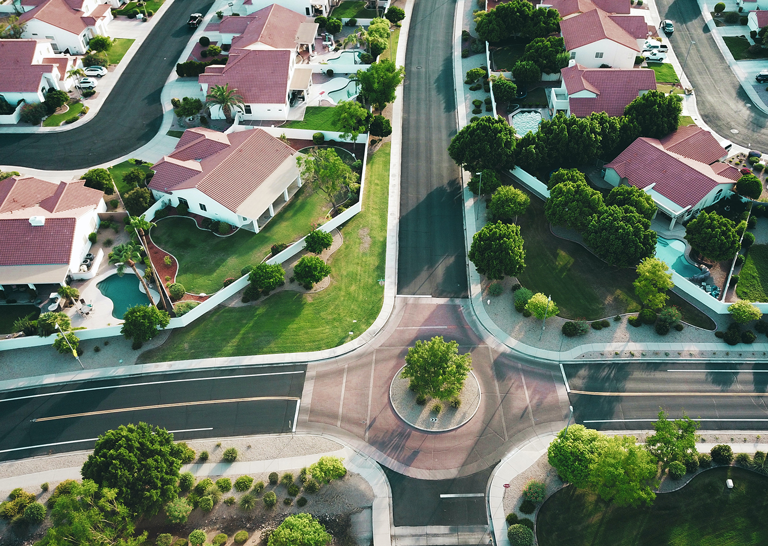 Aerial view of houses