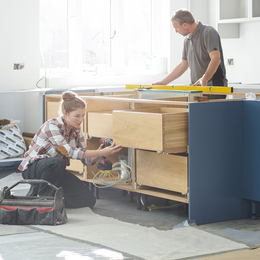 Contractors working on a kitchen