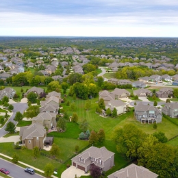 Aerial of large houses