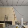 View of exhibition room with in-progress installation.